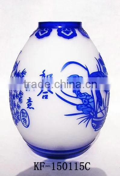 2014 Special 3D-Carved Large Size Flower Glass Vase