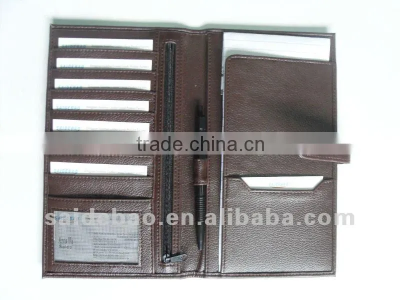 fashion genuine leather long wallet with customized logo