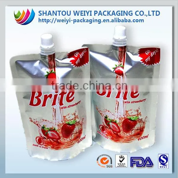 Portable Folding Drink Water Plastic Bag/Water Proof Spout Food Bag/Foldable Drinking Water Spout Pouch