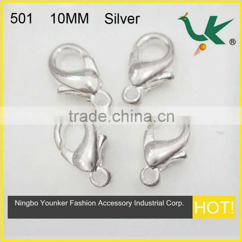 High Quality Fashion Jewelry Lobster Clasp 10MM, Plated Gun-metal, Model 501