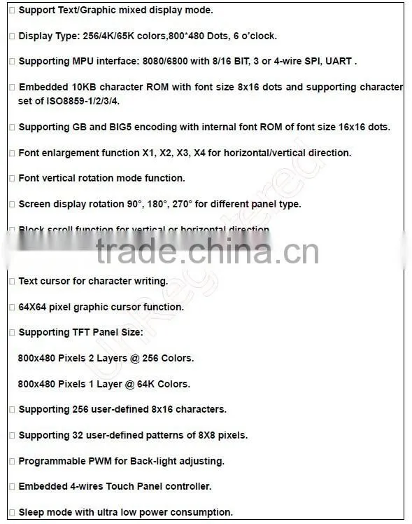 7" Liquid Crystal Display panels module for serial interface