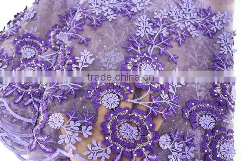 2016 lastest french lace african/royal bule 3d lace fabric/african wedding lace fabric
