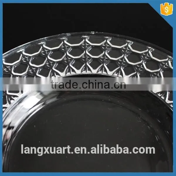 LXHY-T039 Hand pressed Crystal Glass Cheap oneycomb wholesale bulk dinner plate