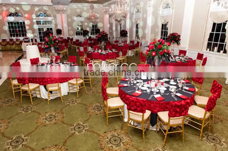 Wedding embroidered satin rosette square top chair cap covers