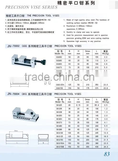 precision grinding vise, QKG Precision Tool Vises, QKG Vise