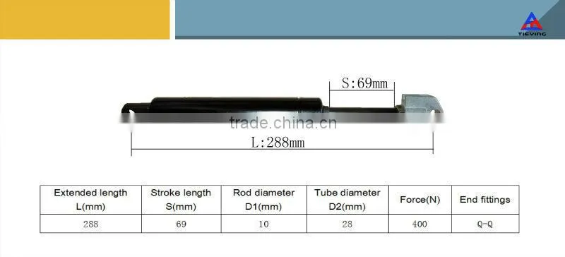 Lockable gas spring for bus seat KQ28-69-288(Q-Q)400