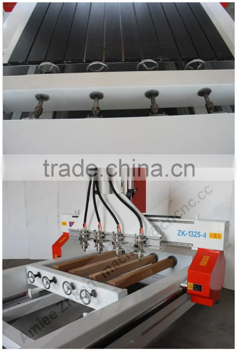 4 Axis 4 Spindles CNC Carver Router for Flat & Cylinder Material 1300*2500mm ZK-1325-4