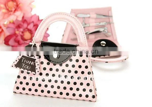 Pink Polka Flipflop Four Piece Pedicure Set with Matching "Thank You" Tag