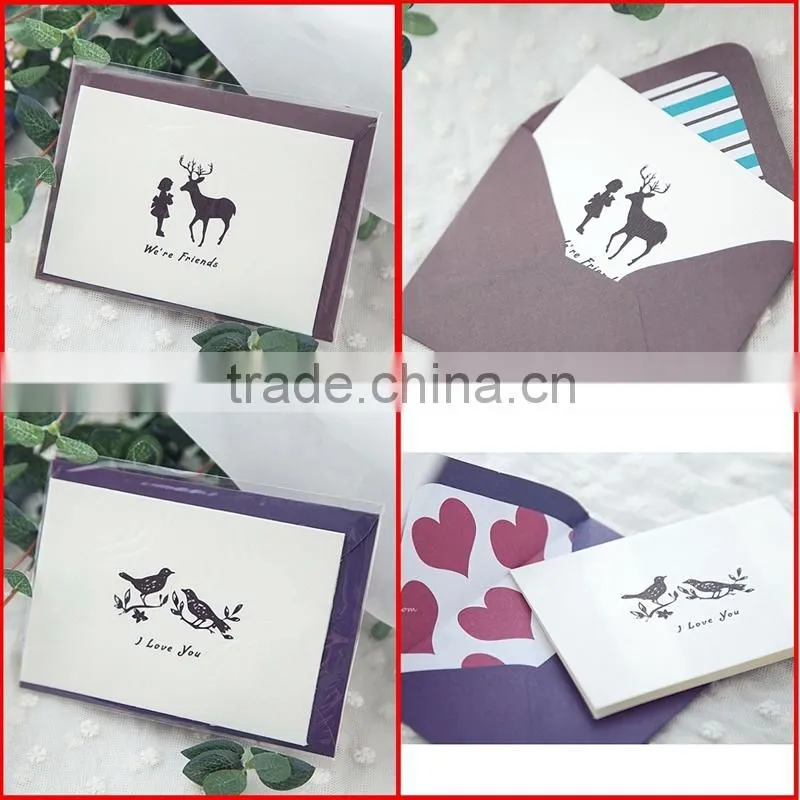 Custom Printing Paper Greeting Card with Envelope Wholesale