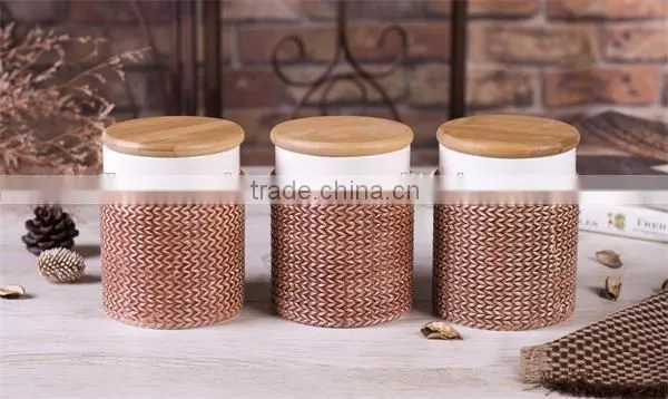 Cherry Decal Ceramic Tea Coffee Sugar Containers Set