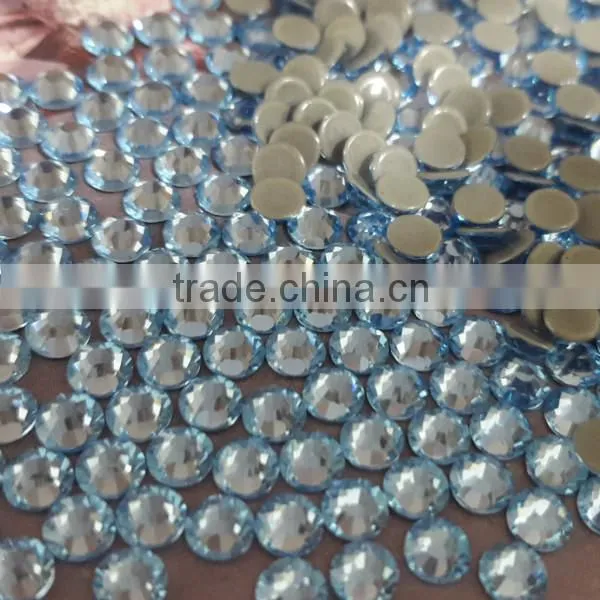 China top quality ss20 aquamarine color hot fix rhinestone dmc super shine hot fix stone whosale big promotion rhinestone hot fi