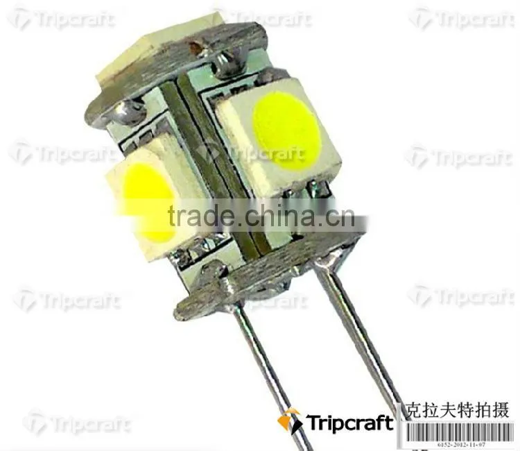 High quality 0.8w Marine Bulb DC 12V G4 13 SMD 5050 LED Lamp Light (size: 10x15mm)