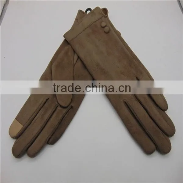 Bowknot Decorated Pink Suede Gloves For Lady