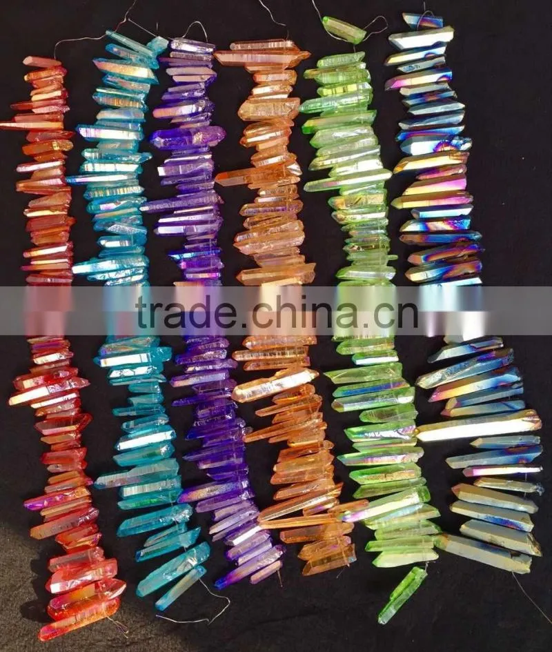 Newest handmade colourful aura quartz crystal necklace for healing