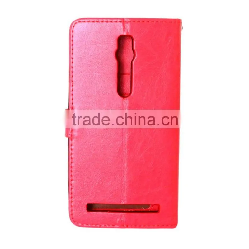 PU Leather Cell Phone Flip Wallet Kickstand Case for ASUS ZenFone 2