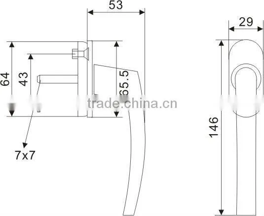 Upvc Window Handle Zinc/Aluminum alloy window handle Puwei PWS Inward Opening Window Handle with key/lock
