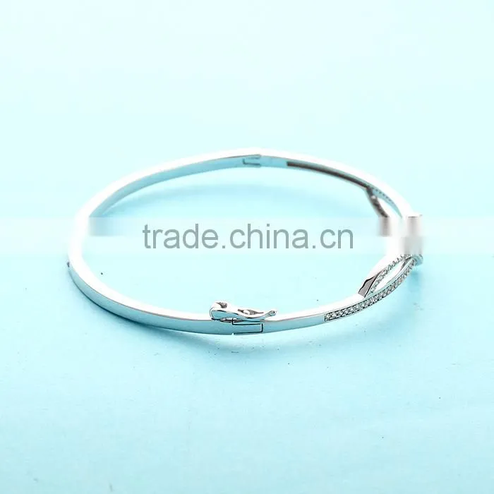 925 Sterling Silver Adjustable Wire Bangle Bracelet Wholesale Rhinestone Bangles SBG387W