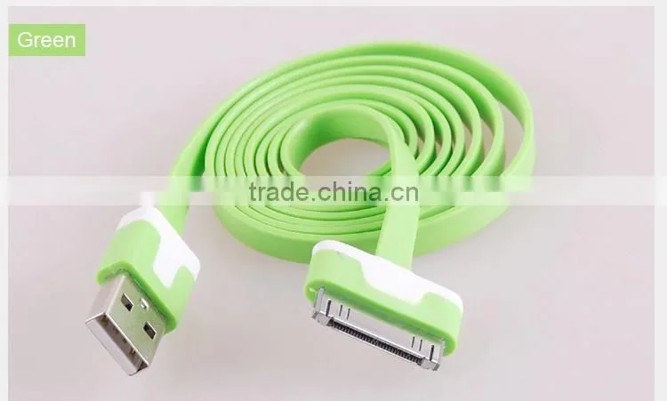 Noodle flat usb data charger cable for iphone 4