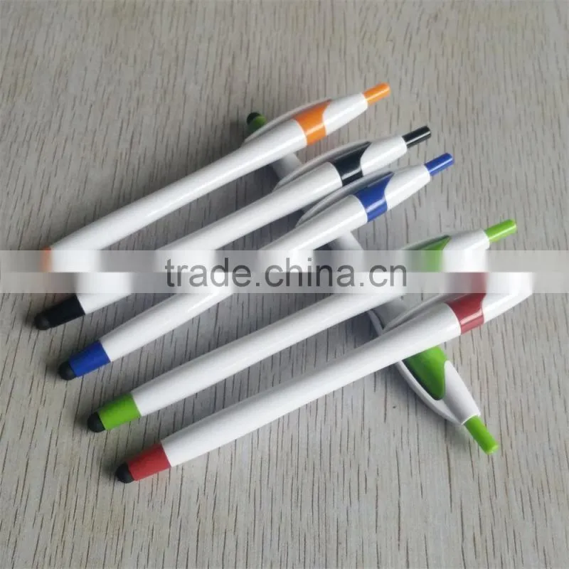 White barrel promotional ballpen with stylus touch