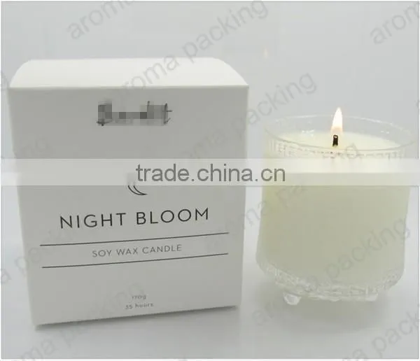 customized scented candle in glass jar with luxury packing, wholesale candle box