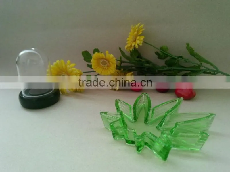 Glass Potleaf Green Glass Cohiba Ashtray , colored glass ashtray