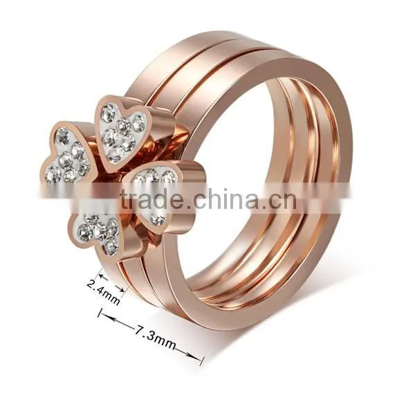 High Quality Rose Gold Plated Rhinestone Heart Rings
