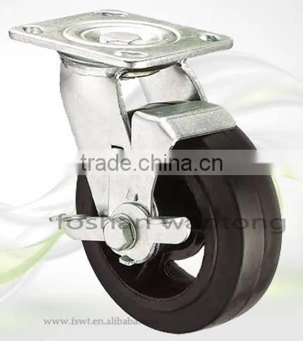 4''5''6''8'' Hardware Fixed Roller Bearing Cast Iron Rubber Caster Wheel