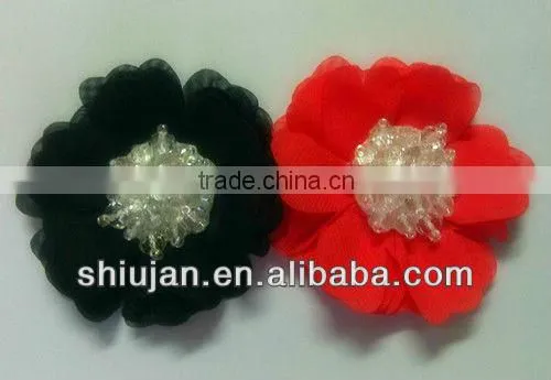 chiffon flower with beads and pearl/artificial flower corsage