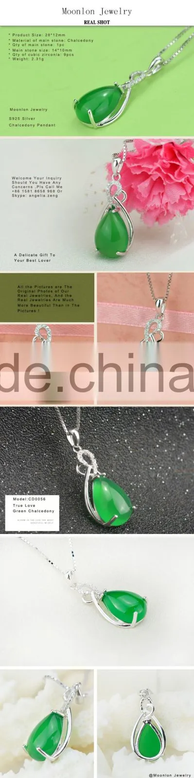Online jewellery shopping, gold plating natural chalcedony chain larimar necklaces