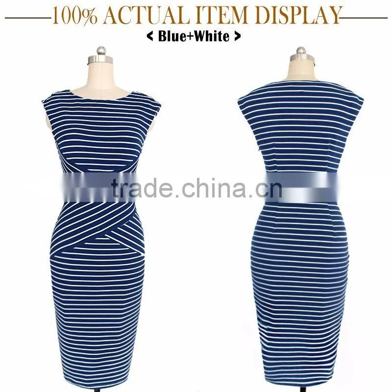 Casual Wear Women Dress Sleeveless Dress Elegant Black And White Striped