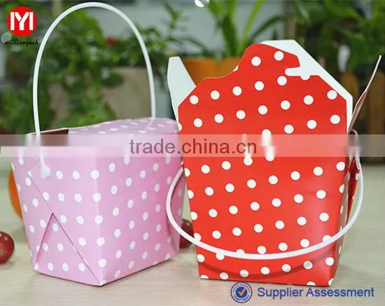 disposable 16oz paper meal box with plastic handle