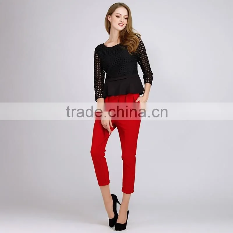 PRETTY STEPS 2016 hot sexy design fashion womans tight long sleeve twill mesh blouse black
