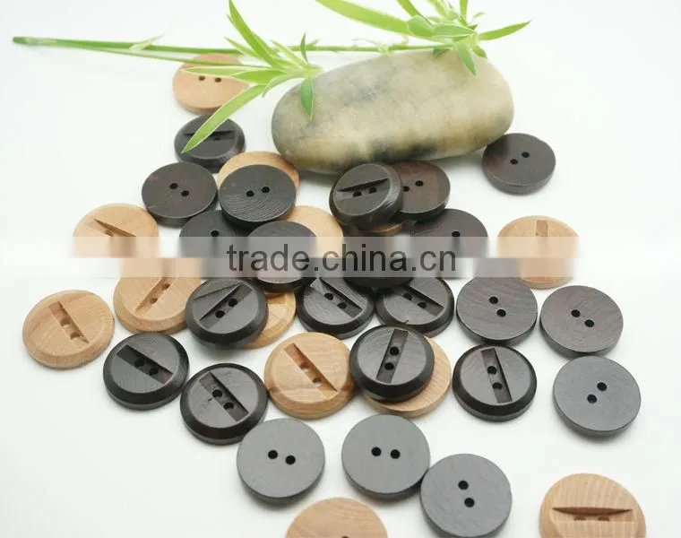 Fancy High Quality 2 Holes Black Painted, Natural Wooden Buttons with Manger Style