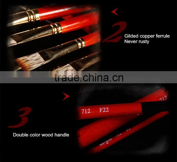BGN-712 Bergino High Quality Watercolor Painting Brush Wholesale Flat shape