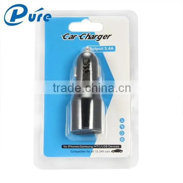 Universal Car Charger 4.8A with intelligent recognition dual usb port car charger for smartphones
