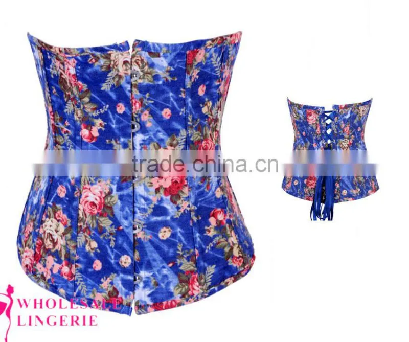 2015 newest cheap print flower waist training corsets for women