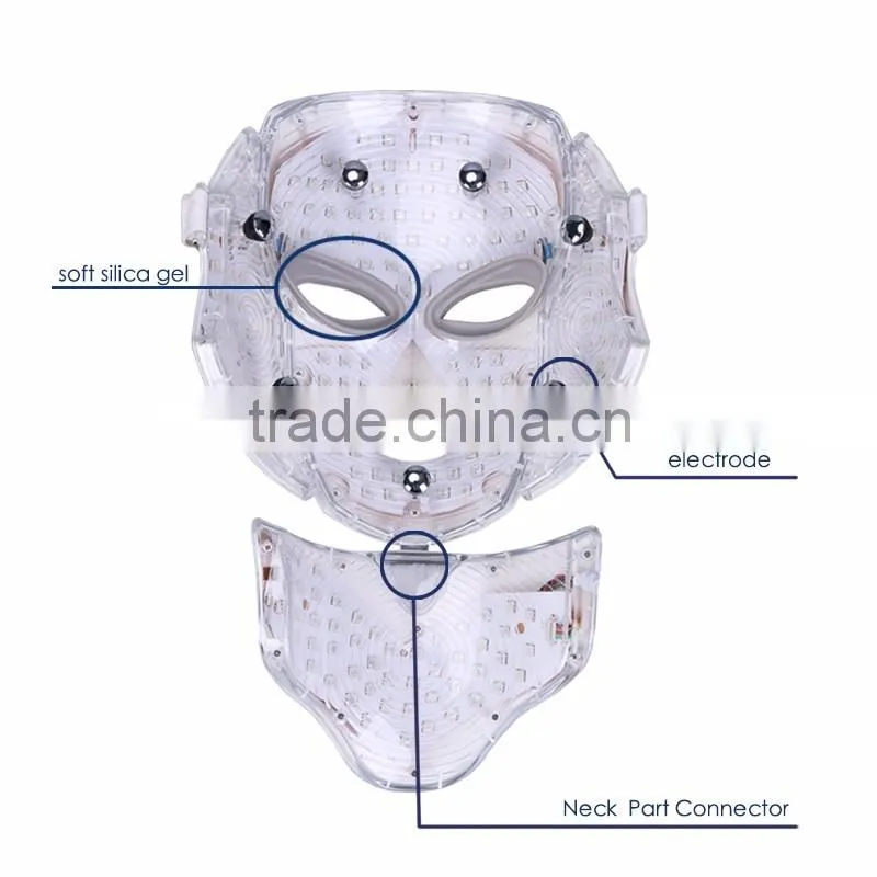 CE certificated 7 color LED wrinkle removal acne treatmen Facial Mask microcurrent masks for Anti-aging skin rejuvenation