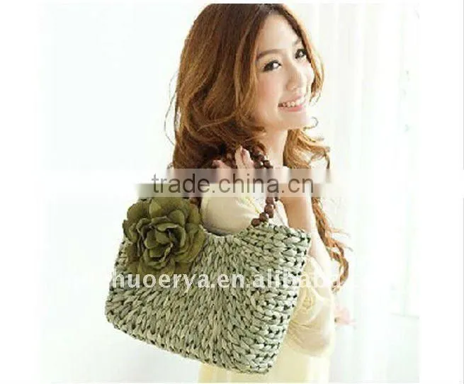cotton print straw bag