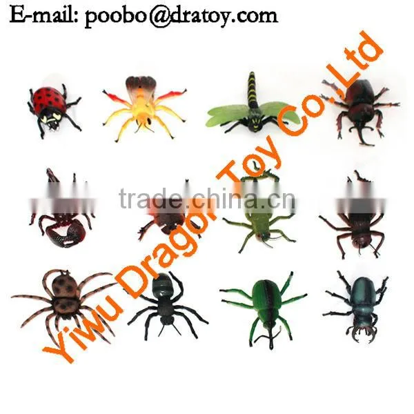 soft and hard plastic color insect statue educational toy insect