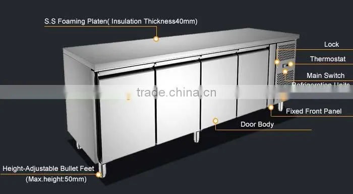 #304 Stainless Steel Under Counter Refrigerator/Industrial Refrigeration Equipment/Bar Style Refrigerator