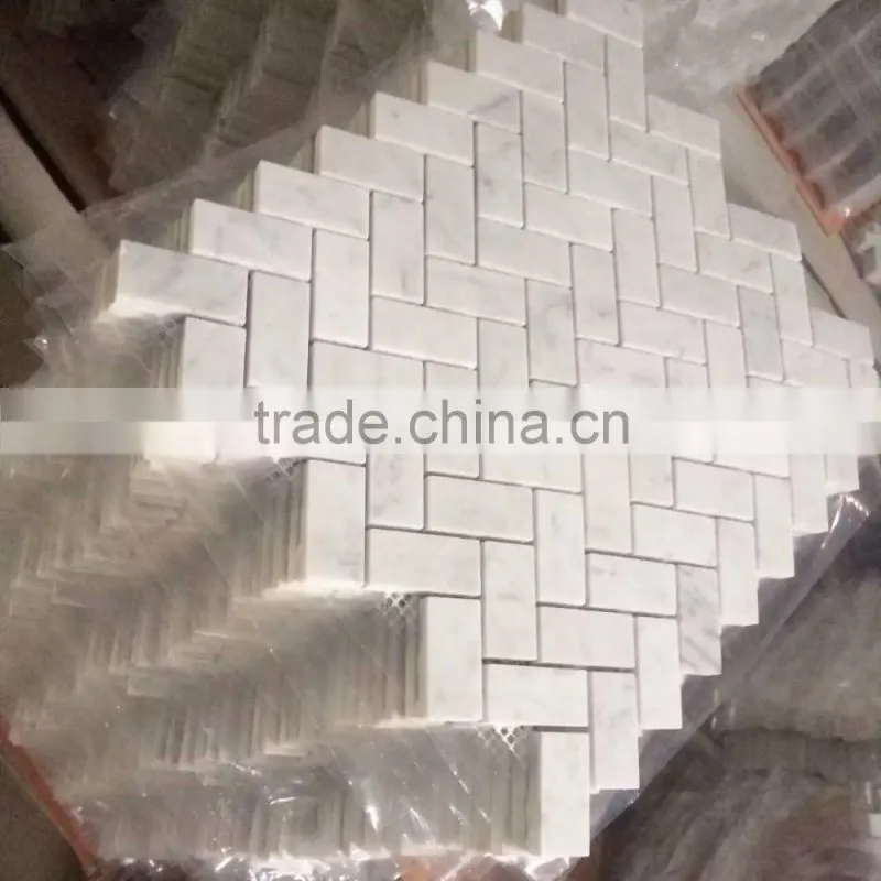 Herringbone calacatta gold marble mosaic tile