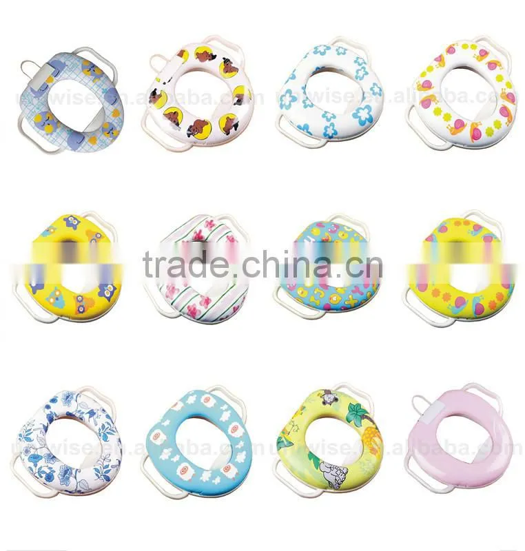 Baby/kids toilet/potty soft training seat with handles, PVC printing baby soft toilet potty seat cover,Soft baby toilet seat