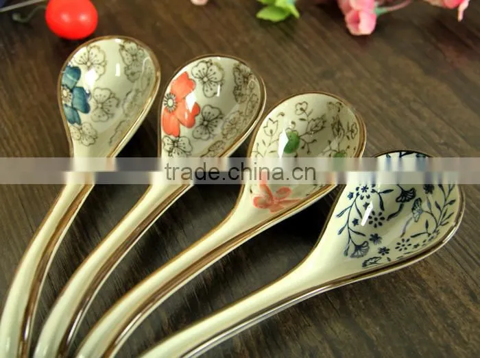 SP-1545 Haonai High quality ceramic spoon, ceramic soup spoon