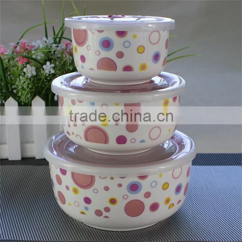 ideal promotional gift printing,4"5"6"Ceramic Mixing Bowl,3pcs Melamine Container Set