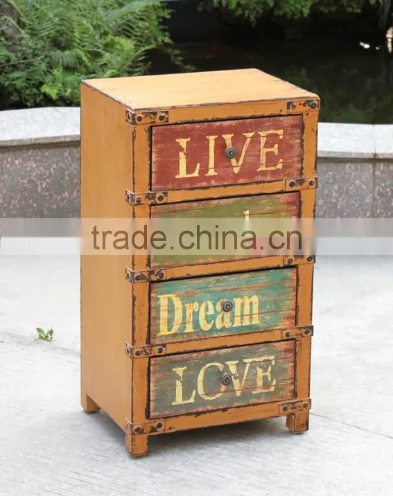 four drawers antique yellower wooden Cabinet