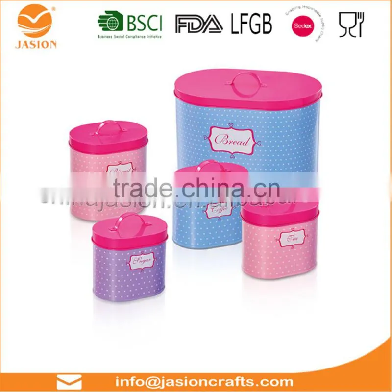 SET1624 Sugar Canister Tea Can Coffee Jar Powder Coated Iron Bread Bin