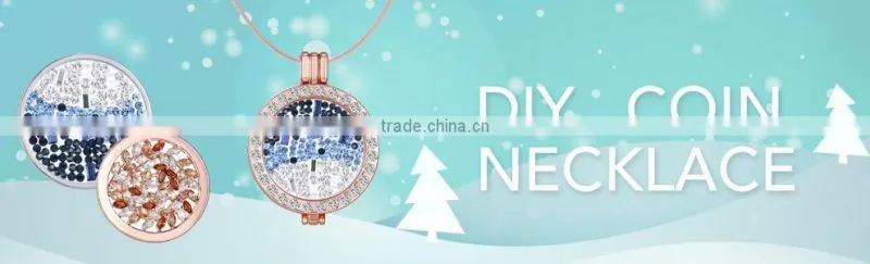 2017 Latest Fashion Gold Coins Changeable DIY Coin Necklace Pendant with 60cm Chain