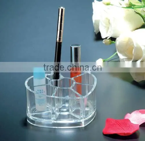 hot selling transparent heart design make up cosmetic display rack