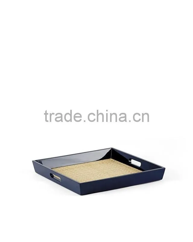 Lacquer and rattan tray