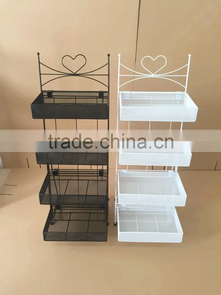 2016 wholesale pop-up white metal cosmetic display shelf